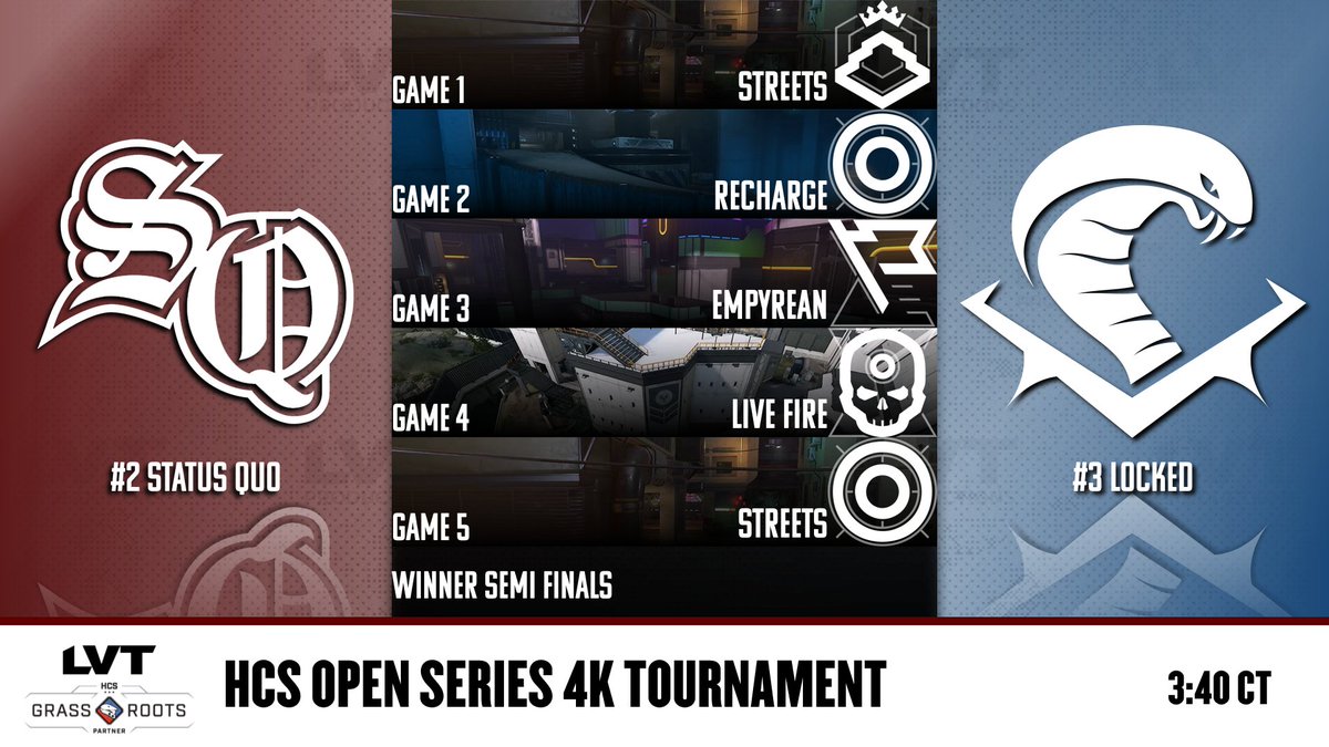 LVTHalo's tweet image. UP NEXT: #2 @TeamStatusQuo vs #3 Locked

The winner guarantees Pool Play in this @HCS NA 4K #2!

🎙️ @MagickMoonshot &amp;amp; @OlManMakowski 
📺 Twitch.tv/LVTHalo