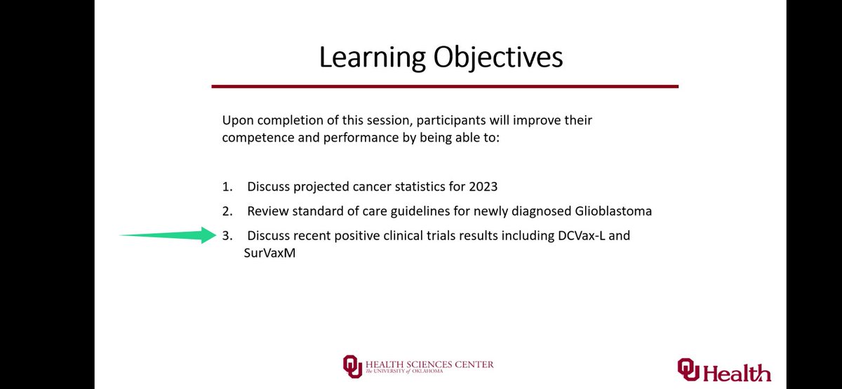 HenryMuney's tweet photo. Positive #DCVax-L Phase 3 trial results were discussed at the Neurology Grand Rounds at the @OUHealth Sciences Center on March 21, 2023 - "Advances in Neuro-Oncology: Glioblastoma".

#OUMC was a trial site. $NWBO

1. https://t.co/JUA2czYtoX
2. https://t.co/XIfC9NoZ9P https://t.co/j1uWhZ2Zw4