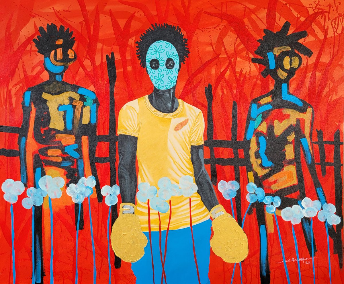 GobinaBoris's tweet photo. I'm touched by the underprivileged youth who live in the streets and face daily battles that we can't imagine...and also amazed and inspired by their ability to fine hope and joy in tight situations...I call them "street kings" 
.120cm x 100cm
"Street fighter"
Acrylic on canvas https://t.co/3wD43xAJBs