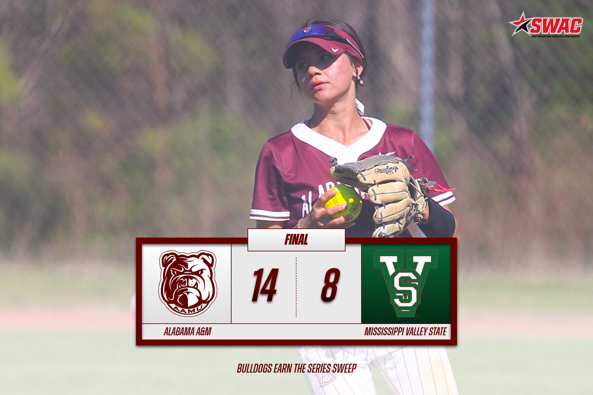 A&amp;M finished off the weekend sweep on Sunday afternoon with a 14-8 win over Mississippi Valley State❗️

#aamusoftball l #GoBulldogs l #ExcellenceIsOurStandard