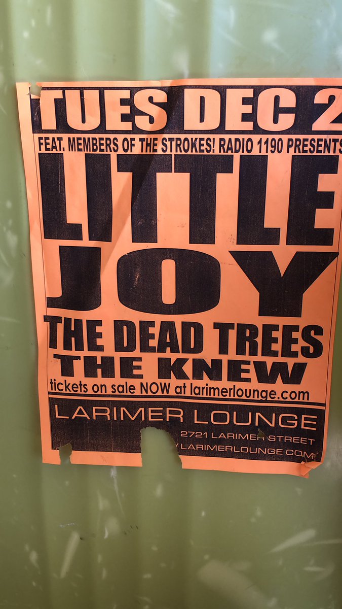 One from the Larimer when it used to have rock shows - haha with members of the strokes (it was A member - fab - he drummed for Little Joy). That’s still a great record