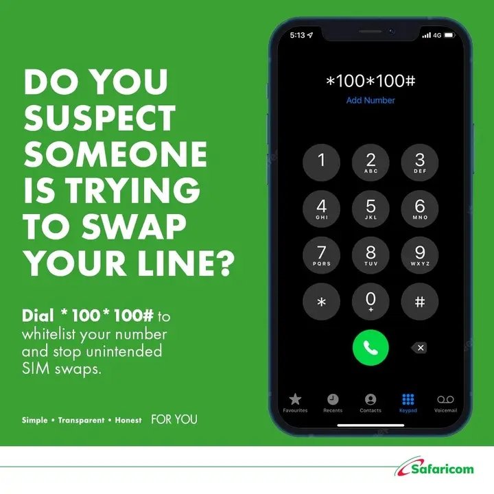Don't let fraudsters get away with your number & personal information. Whitelist your sim card today by dialing *100*100#. Click here to learn more safaricom.co.ke/faqs/faq/857
#JichanueAndTakeControl @Safaricom_Care @SafaricomPLC