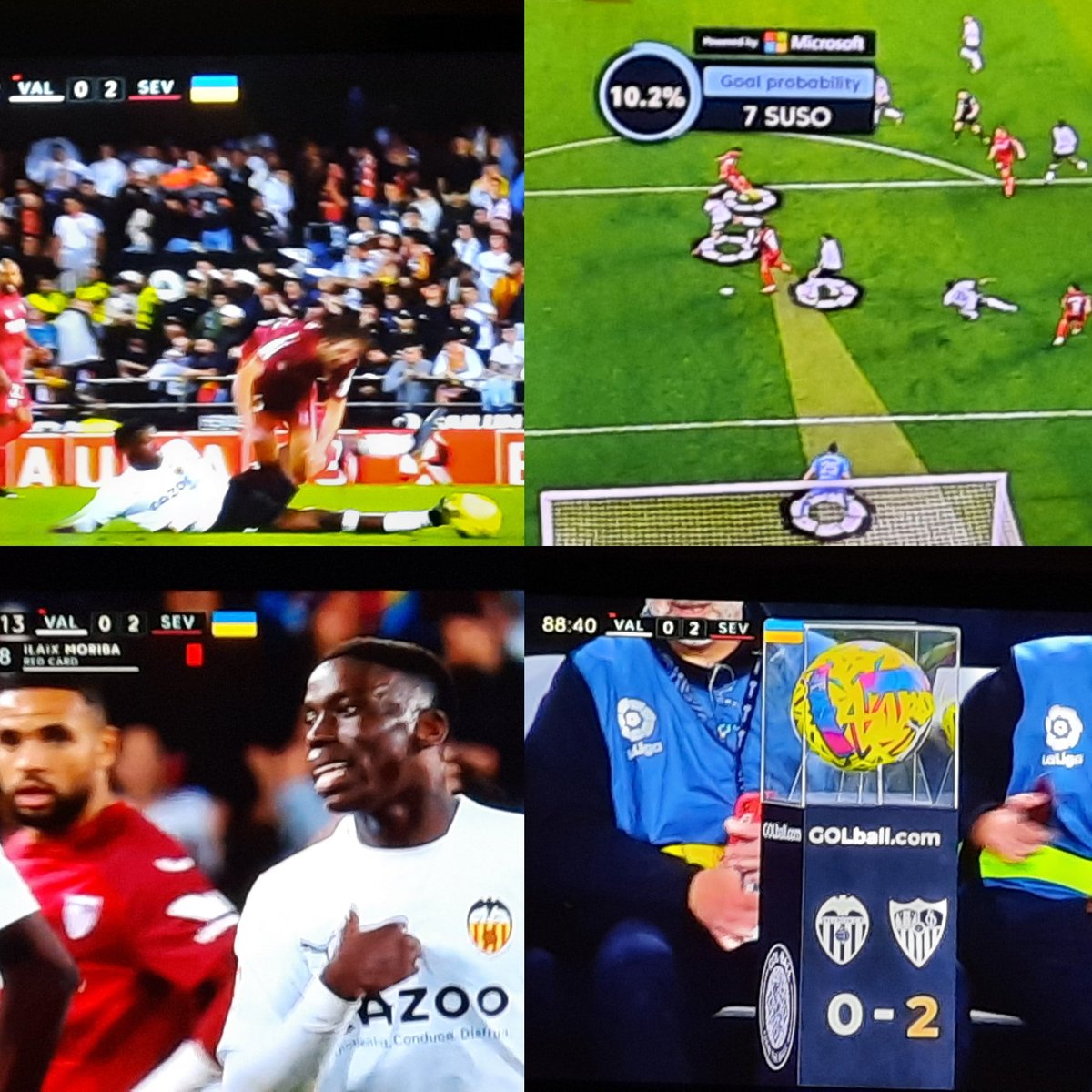 XavBarretFoot's tweet photo. Ça se gâte dans #laLiga pour @valenciacf, battu à Mestalla dans le choc des menacés par @SevillaFC... qui compte désormais 8points d'avance sur Valence... qui a fini à 10 après l'exclusion de l'international guinéen Ilaix Moriba #VALSEV #ValenciaCFSevillaFC https://t.co/vIH59mNmHK