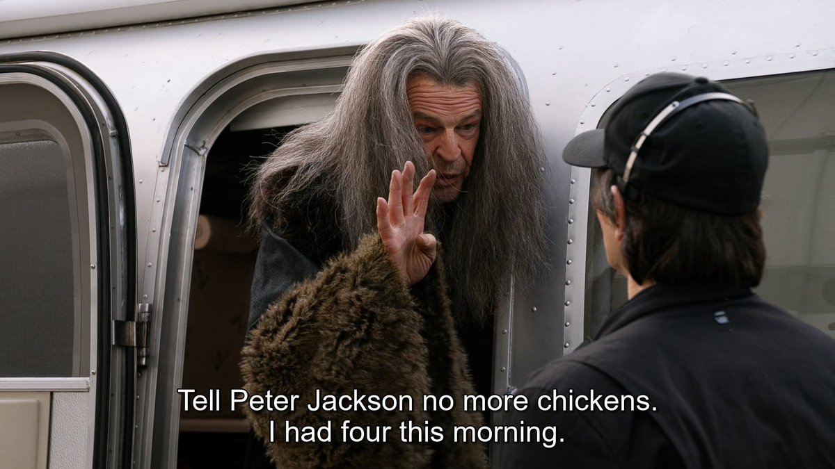 DC_moments's tweet photo. In Legends of Tomorrow S03E17 (titled "Guest Starring John Noble"), the Legends notice Mallus (voiced by John Noble) sounds exactly like John Noble. They time travel to the set of LotR and give him a fake script so they can record it and manipulate Mallus' followers. https://t.co/KEeTEzlr5V