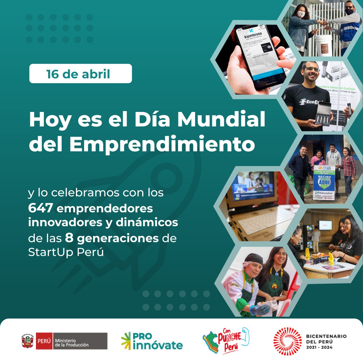 "¡Feliz Día Mundial del emprendimiento! 🎉🇵🇪 Hoy celebramos su esfuerzo, creatividad e innovación para crear y hacer crecer negocios en nuestro país. Apoyemos su valentía y perseverancia para generar un entorno favorable para nuevas ideas y proyectos. #DiaDelEmprendimiento