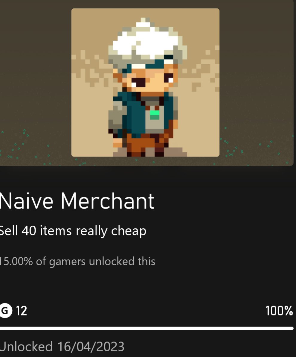 chunkybambee's tweet photo. Part one of the achievements from today's stream! Can't believe I got so many when I didn't plan for any of them 😅 

#Moonlighter #TwitchStreamer #AchievementHunting https://t.co/BaaoXrr0lv