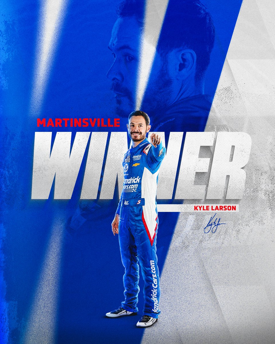 TeamHendrick's tweet photo. The Martinsville clock goes to @KyleLarsonRacin. https://t.co/90JOe8A0Es
