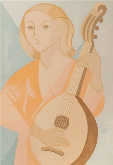 Figura con laud, 1983.
One of my favourite works by Borges’ sister Norah, an artist + illustrator. It’s not known if the original work survives but an edition of prints (a series of approx 300) were produced. I’ve tracked one down to hang in my office at the Palacio Barolo ❤️