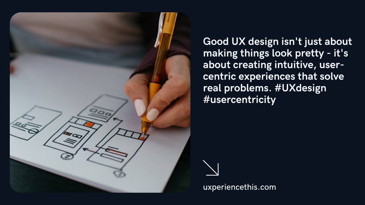 uxperiencethis's tweet image. Good UX design isn&apos;t just about making things look pretty - it&apos;s about creating intuitive, user-centric experiences that solve real problems. #UXdesign #usercentricity