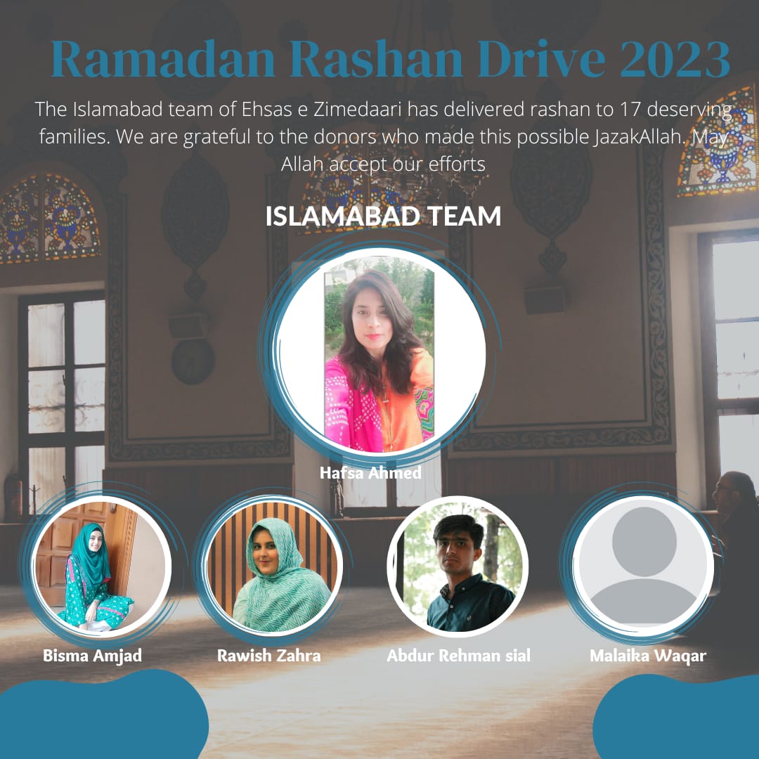 "Alhamdulillah!" With your generous support, Islamabad Team were able to provide Ration to 17 families this Ramadan. May Allah accept your efforts and shower his blessings upon you. Let's continue to serve humanity and make a positive impact on the lives of those in need.