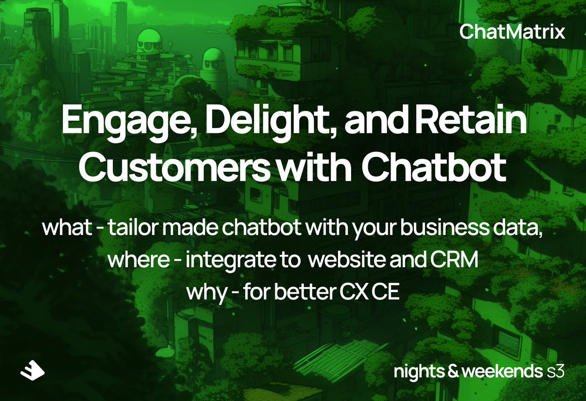 We will be improving customer support and engagement!

It is painful to see current state of chatbots (specially in the era of ChatGPT).

Your customer will not have to wait for agent to show up for their burning questions!

We need your feedback!

<a href="/_buildspace/">buildspace</a> <a href="/_nightsweekends/">nights & weekends</a>