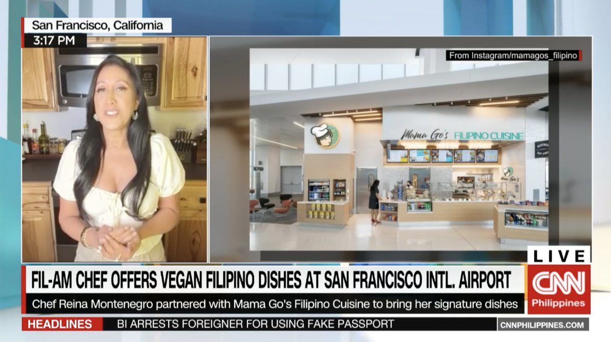 Vegan versions of traditional Filipino dishes make their way to the San Francisco International Airport for travelers to try.

Filipino American chef Reina Montenegro (<a href="/chefreinasf/">Chef Reina</a>) talks about the airport eatery and more on #NewDay | LIVE bit.ly/43OhmVQ