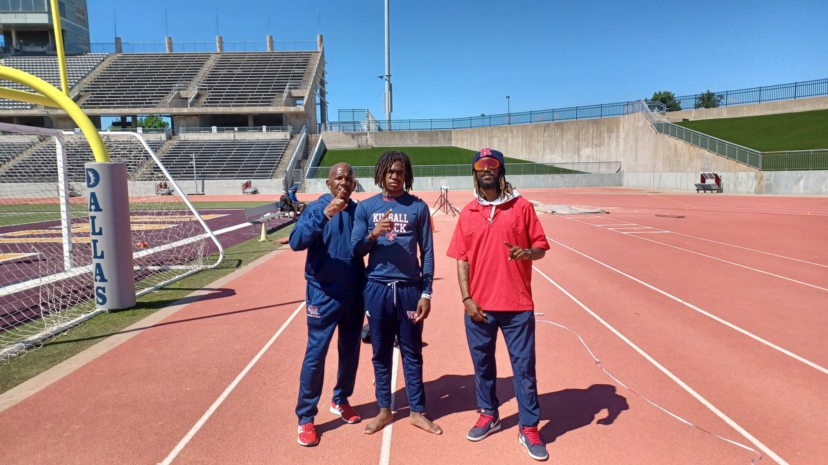 District 11-5A Championships. Congratulations to Kimball Varsity Boys Track Team
4X100 meter relay 2nd,
4X200 meter relay 1st,
4X400 meter relay 3rd,
3200 meters S. Evans 2nd, K. Evans 3rd 110 MH, S. Evans 3rd 800 meters, E. Robinson 5th 800 meters, J. Martin  1st Long Jump.