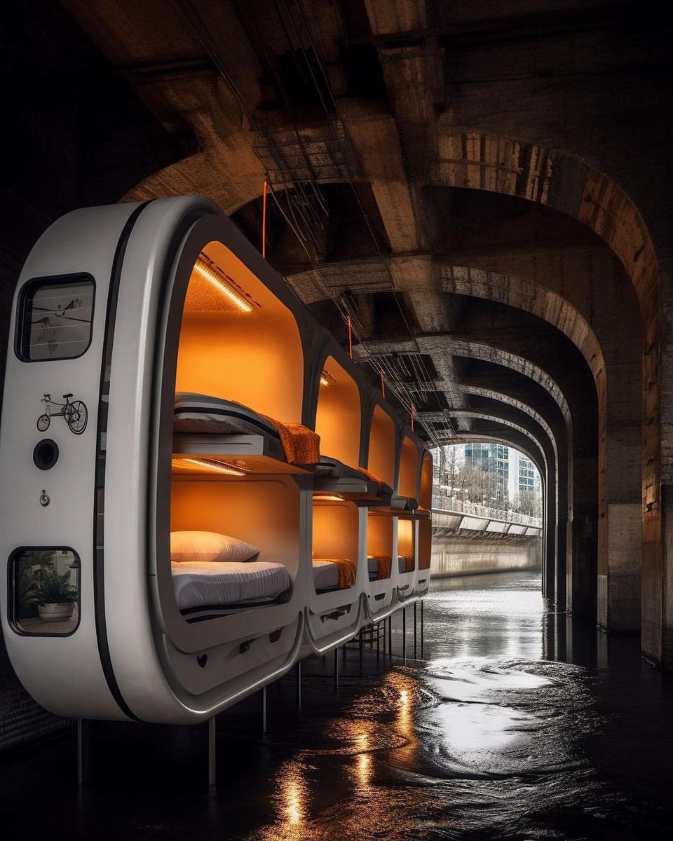MesmerizeD_it's tweet photo. Ignored Urban Spaces: Bridge Pods Providing Innovative Housing Solutions for Homeless Communities designed by @shael.ai
Created using #midjourney
Visit: https://t.co/qO1nRlEhQU
#masterdesigner #design #designmaster #designer #designinspiration #concept #aiart #Al #aiartist https://t.co/FdEBNJKYrP