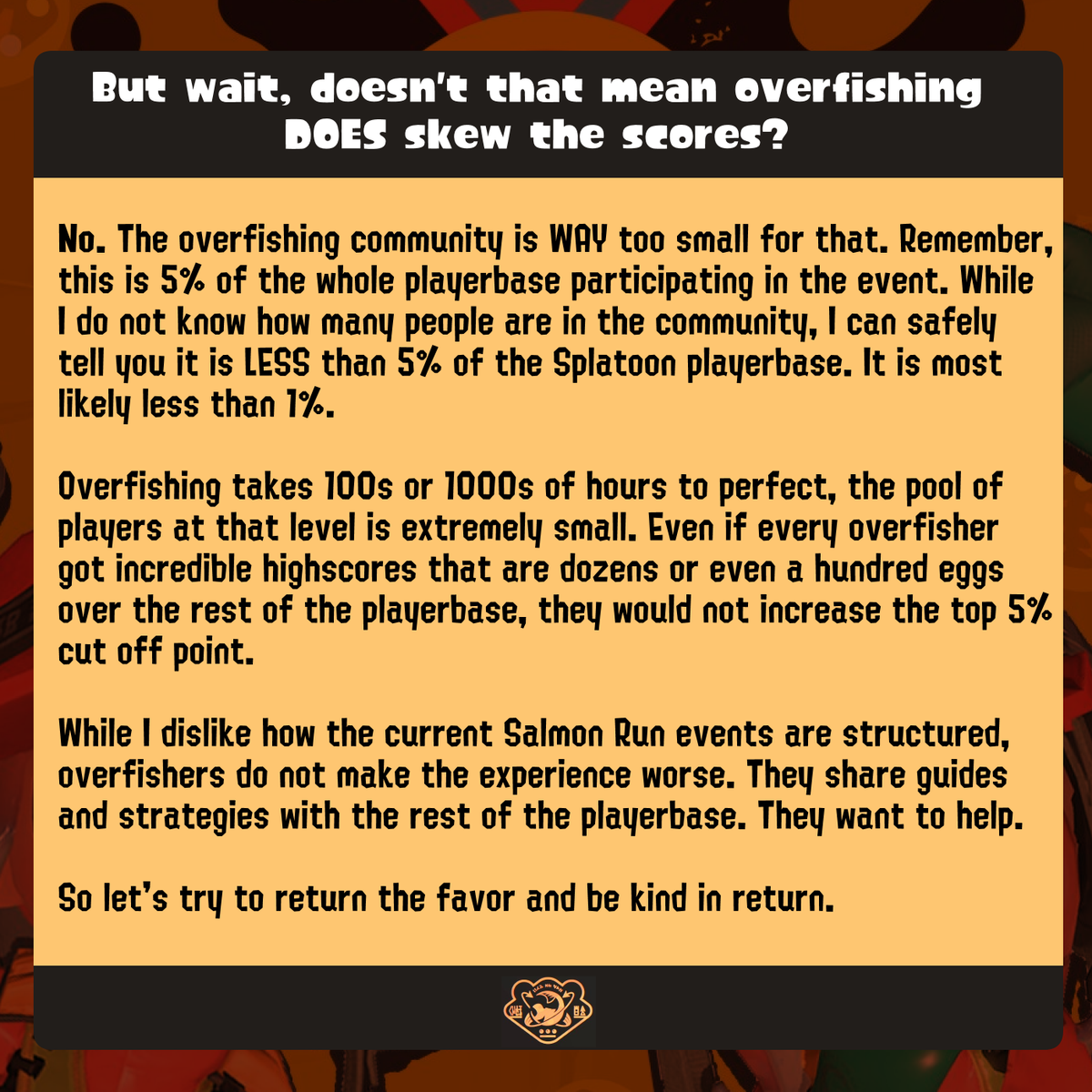 Shisei_11's tweet photo. A little infographic for Big Run/Eggstra Work scores, and how overfishing ties into it
#Splatoon3 https://t.co/XhZT6qHasl