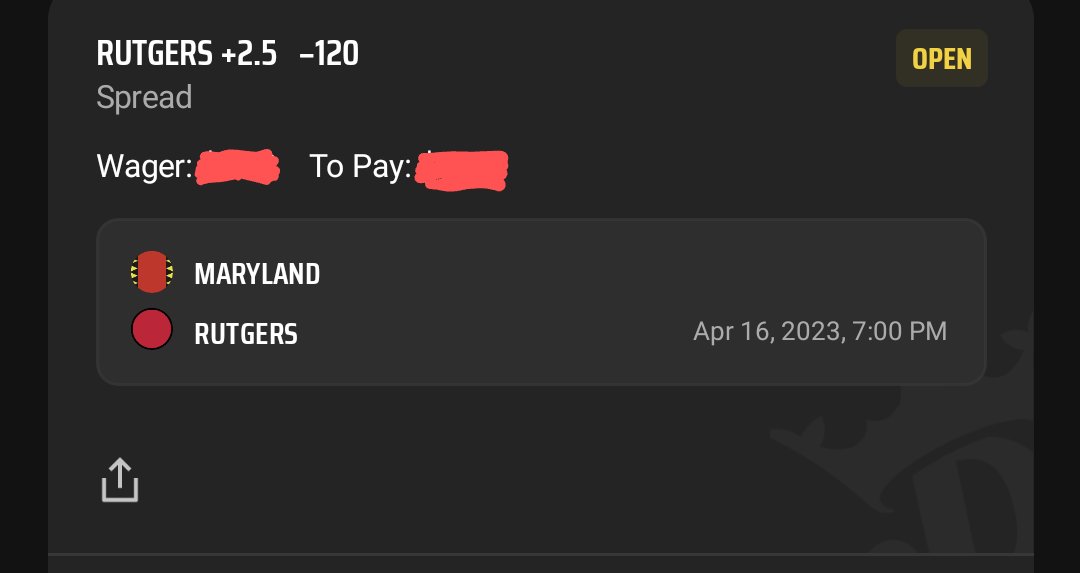(1/2)
In the 2nd game (on @BigTenNetwork) of tonight's @B1GLacrosse doubleheader my bet is:

Rutgers +2.5 (-120)

Odds @DKSportsbook (1 Unit)

#laxtwitter #gamblingtwitter #lacrosse #sportsbetting #NCAALax #collegelacrosse #Maryland #BeTheBest #Rutgers #GoRU

@LaxPlayground...