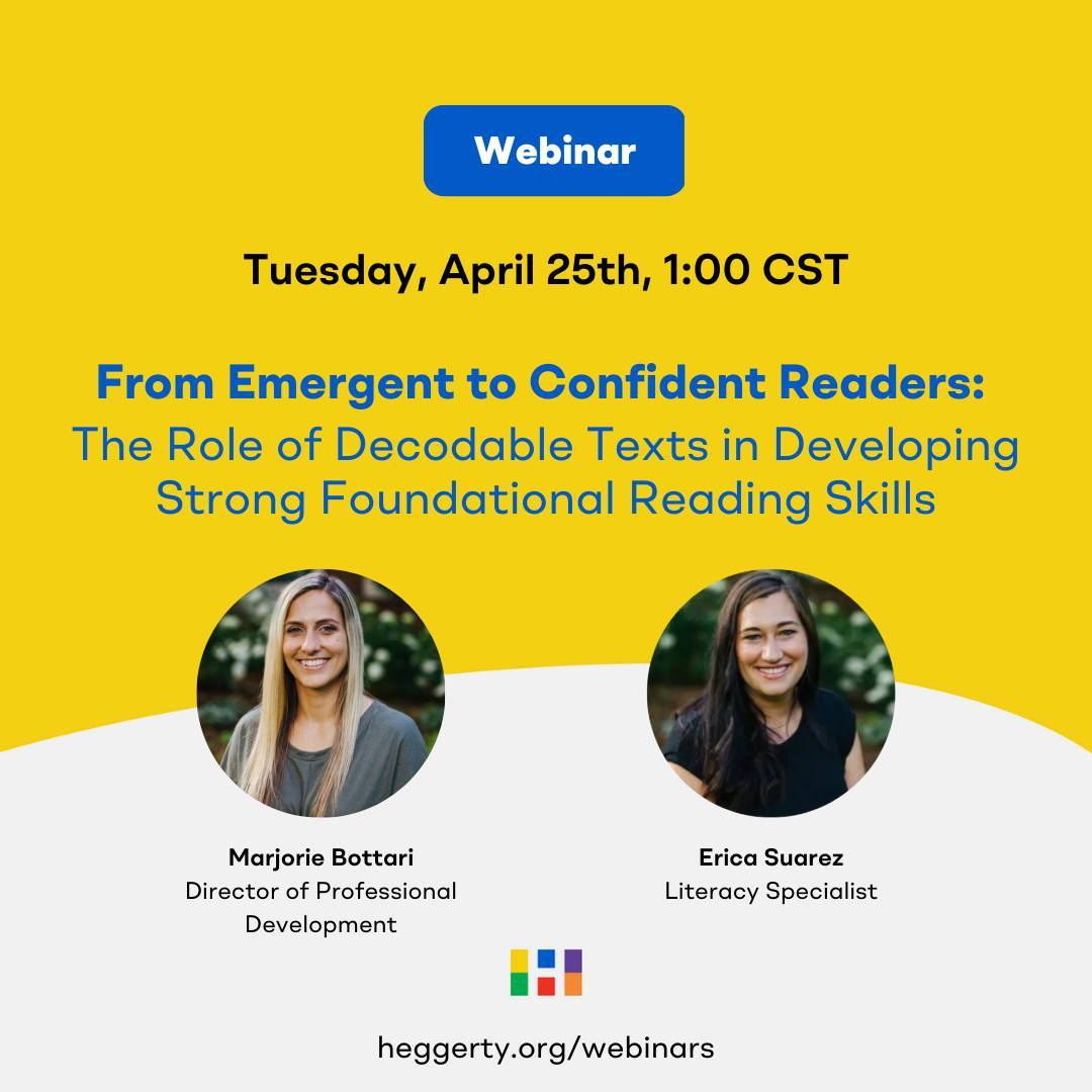 📆 Join us for our next webinar on Tuesday, April 25th at 1:00 CST // Gain a deeper understanding of what decodable texts are and their benefits, learn how to identify suitable texts for instructional goals &amp; discover when and how to use decodable texts 🔗 bit.ly/3Mzu2JK