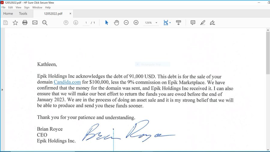 <a href="/EpikDotCom/">EpikDotCom</a> Is it legal to steal money out of customer escrow to pay creditors?   My money was intercepted from Epik escrow on 9-27-22, when Brian Royce was in charge as CEO effective 9-2-22. I sold Candida.com and Epik kept 100% commission.  He owes me $91000. #Brianmroyce