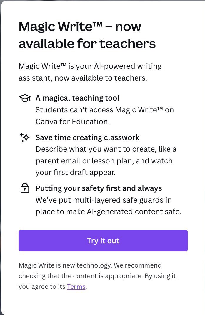 AlanaWinnick's tweet photo. Have you noticed @Canva's built in AI assistant in the bottom-right corner of your screen?! #generativeage #generativeai #ai #ArtificialIntelligence #AIedu #AIinEDU #edtech #edtechchat #edchat #twitteredu https://t.co/A2DoPd36pa