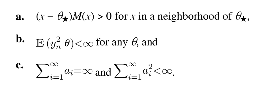 LGcommaI's tweet image. &amp;gt;the #LearningRate and should decay to zero, but not too fast in order to guarantee convergence.

Robbins and Monro [1951] proved that $\EE((\theta_n-\theta_\ast)^2)$ when