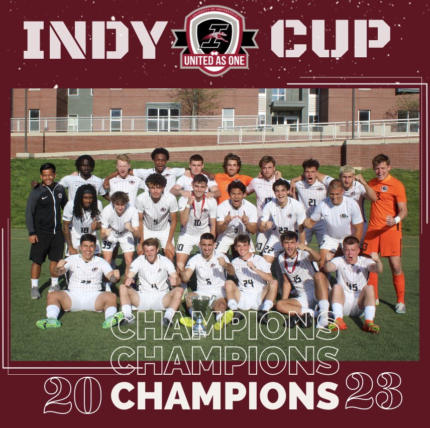 UIndyMSoccer's tweet photo. 2023 INDY CUP CHAMPIONS!!

#uindymenssoccer https://t.co/raONQuD6Mz