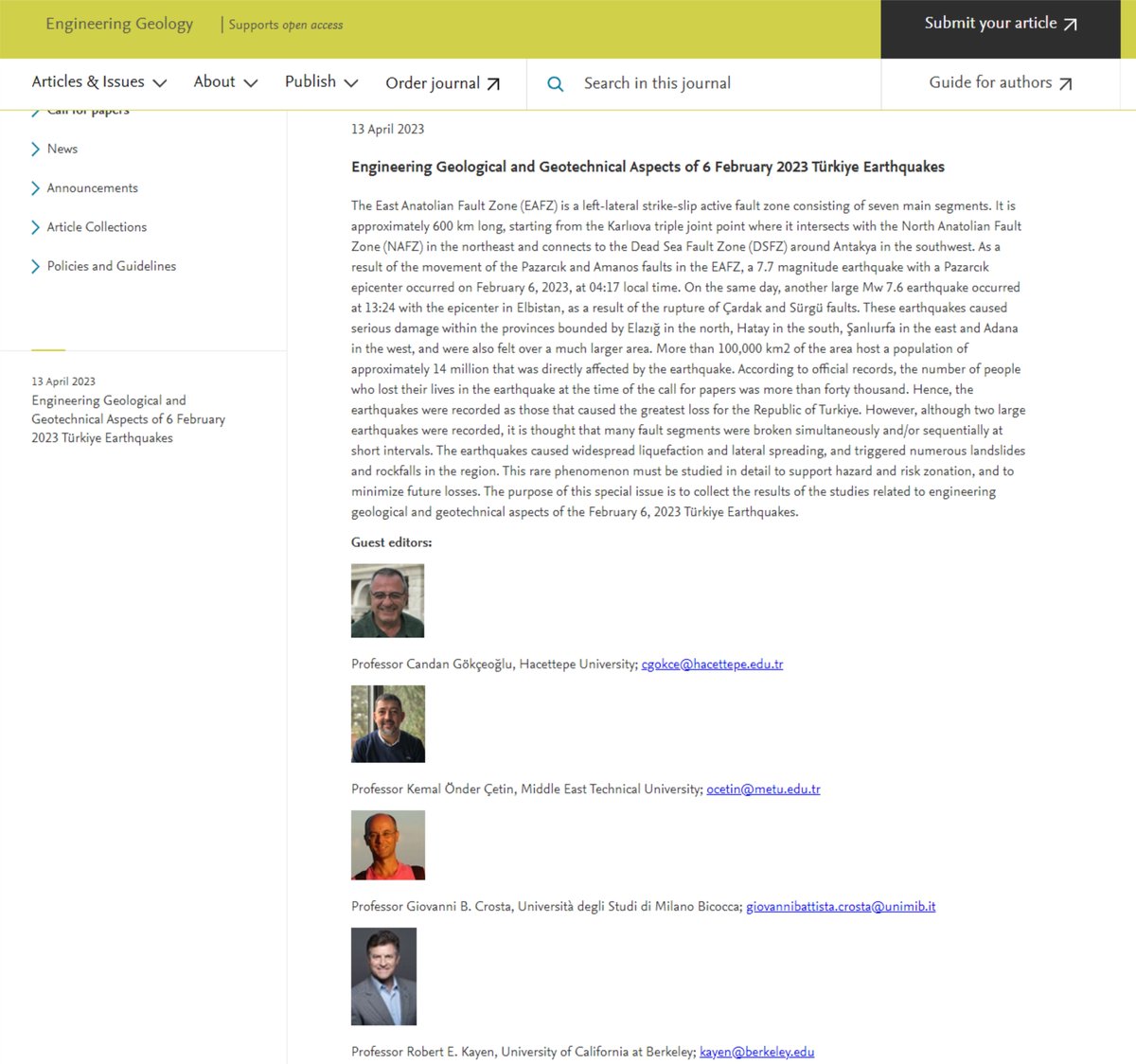 Candan Gökçeoğlu on Twitter "Engineering Geology (CS=10.7; IF=6.9