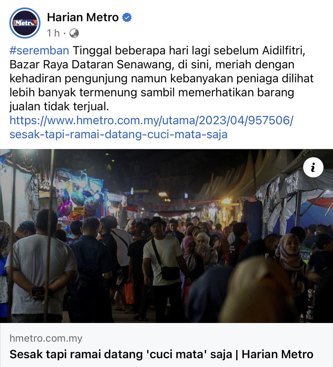 johobaru's tweet photo. Kat JB ok ke tu 🤔

Tengok 2-3 hari ni, dah ramai kat bazar yg tutup kedai nk fokus raya dah 🥰

#Raya23 https://t.co/nHgiouWMli