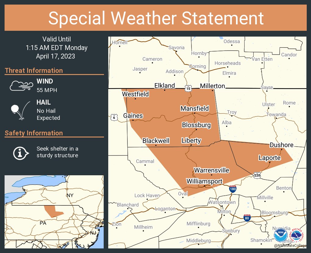 NWS State College on Twitter "A special weather statement has been