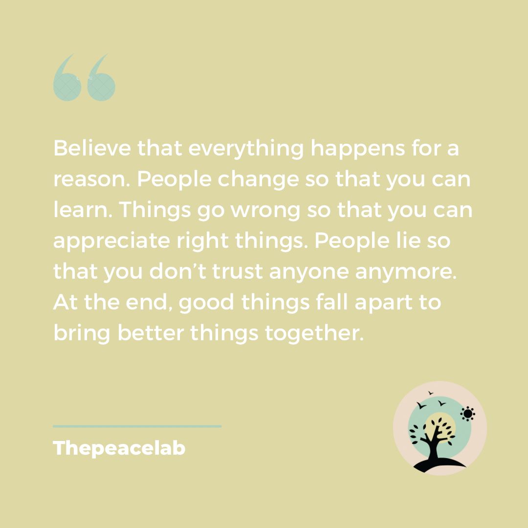 Good things fall apart to bring better things together. Not everything is meant to be a perfect story. 

Book a session. DM

#mentalhealth  #thepeacelab #life #lifequote #positivity #ignorenegativity  #quotes  #trust #lie #India  #YogiAdityanath #goodthings #IPL2023