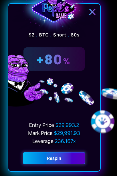 CatsandCoins's tweet photo. Check out this insane leverage I got on @PepesGame earlier! 🐸📈 #plsPEGme https://t.co/b1XKUcc1q5