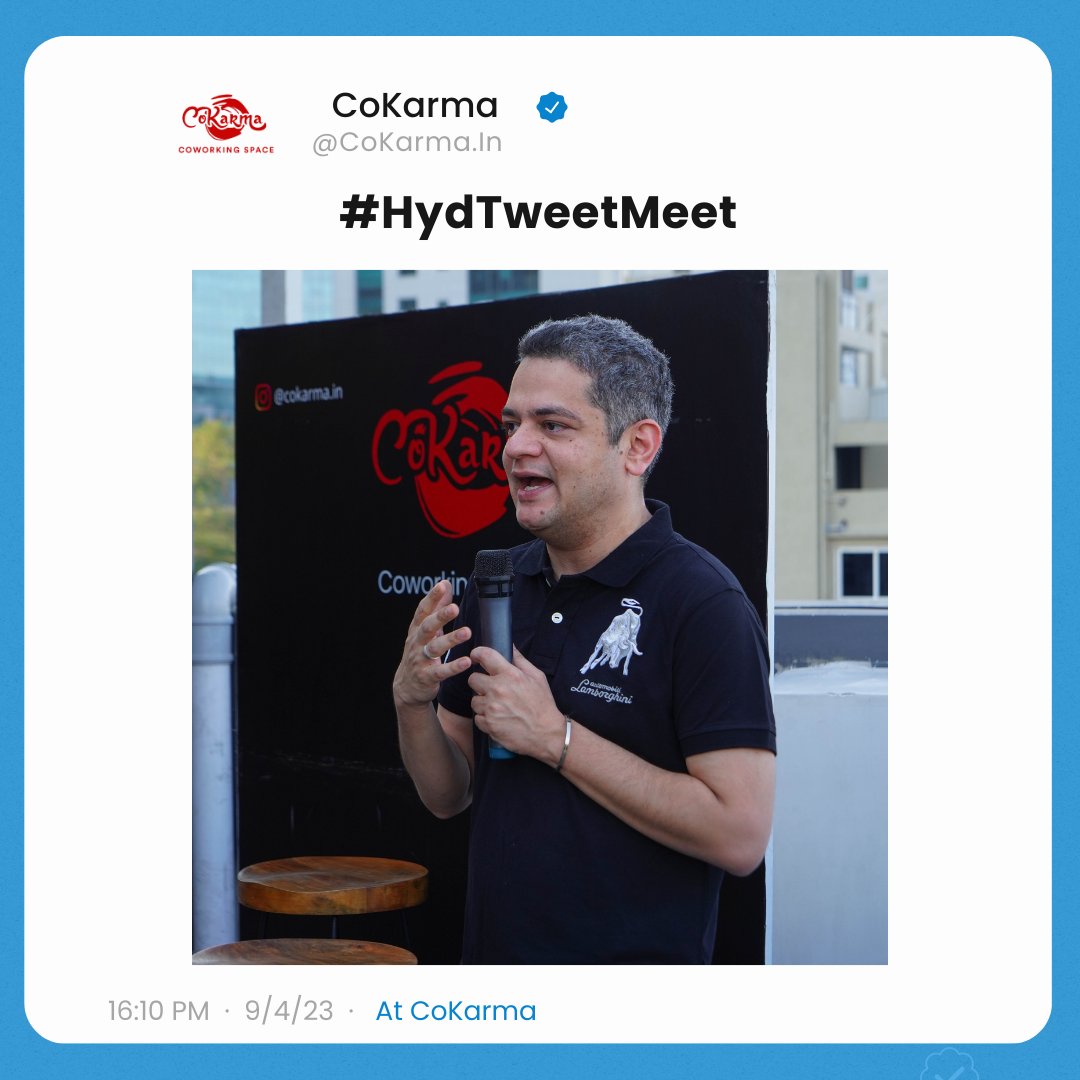 CoKarma_In's tweet photo. Hyderabad's Twitterati came together for a
fun-filled meet-up at CoKarma! It was amazing to see
so many influencers under one roof sharing ideas and
experiences. Can't wait for the next one! ๐คฉ๐
#hydtweetmeet #hydmeet #hydmeetup
#CoKarmaMeetUp
#HyderabadInfluencers #Twitterati https://t.co/YF8iR0qi3i