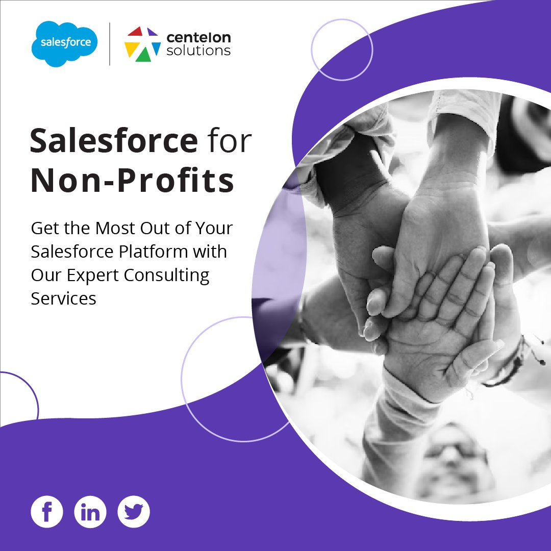 RT Centelon_ltd 'Our Salesforce.orgsolutions offer the perfect combination of digital strategy and technology to meet the unique needs of your non-profit organization.  

Know More: buff.ly/3nASa4A 

#salesforce #nonprofitorganisation #salesforc… '