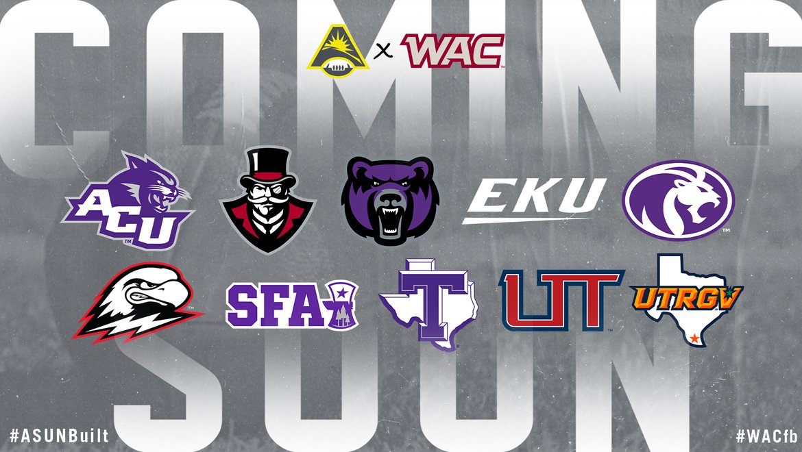 ASUN Footballπ (@asun_football) on Twitter photo In 2β£0β£2β£3β£ there's gonna be a πCollegeπ Conference to follow...
#ASUNFootball β <a href="/WACsports/">The Western Athletic Conference</a> Football π°
United Athletic ConferenceβΌοΈ
π° | asunsports.org/sports/fball/2β¦
#ASUNBuilt | #LetsGoPeayπ© | #BearClawsUpπ»| #GoBigE | #RoarLionsπ¦ In 2β£0β£2β£3β£ there's gonna be a πCollegeπ Conference to follow...
#ASUNFootball β <a href="/WACsports/">The Western Athletic Conference</a> Football π°
United Athletic ConferenceβΌοΈ
π° | asunsports.org/sports/fball/2β¦
#ASUNBuilt | #LetsGoPeayπ© | #BearClawsUpπ»| #GoBigE | #RoarLionsπ¦