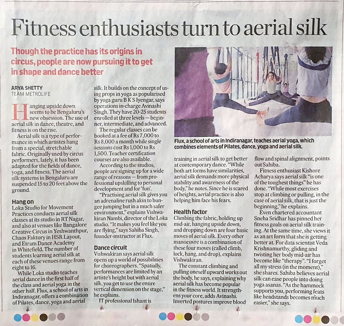 Lokastudio_'s tweet photo. Thank you for the lovely article @x.konfuzed_fish.x Arya. 

Read on to know why Bengaluru loves our silk classes. 

We have centers in:

RT Nagar- @namma_loka 
Whitefield- @etramdanceacademy 
HSR- @chaosfaktory 
Yeshwanthpur- @blrcreativecircus https://t.co/ufv7A9hVfo
