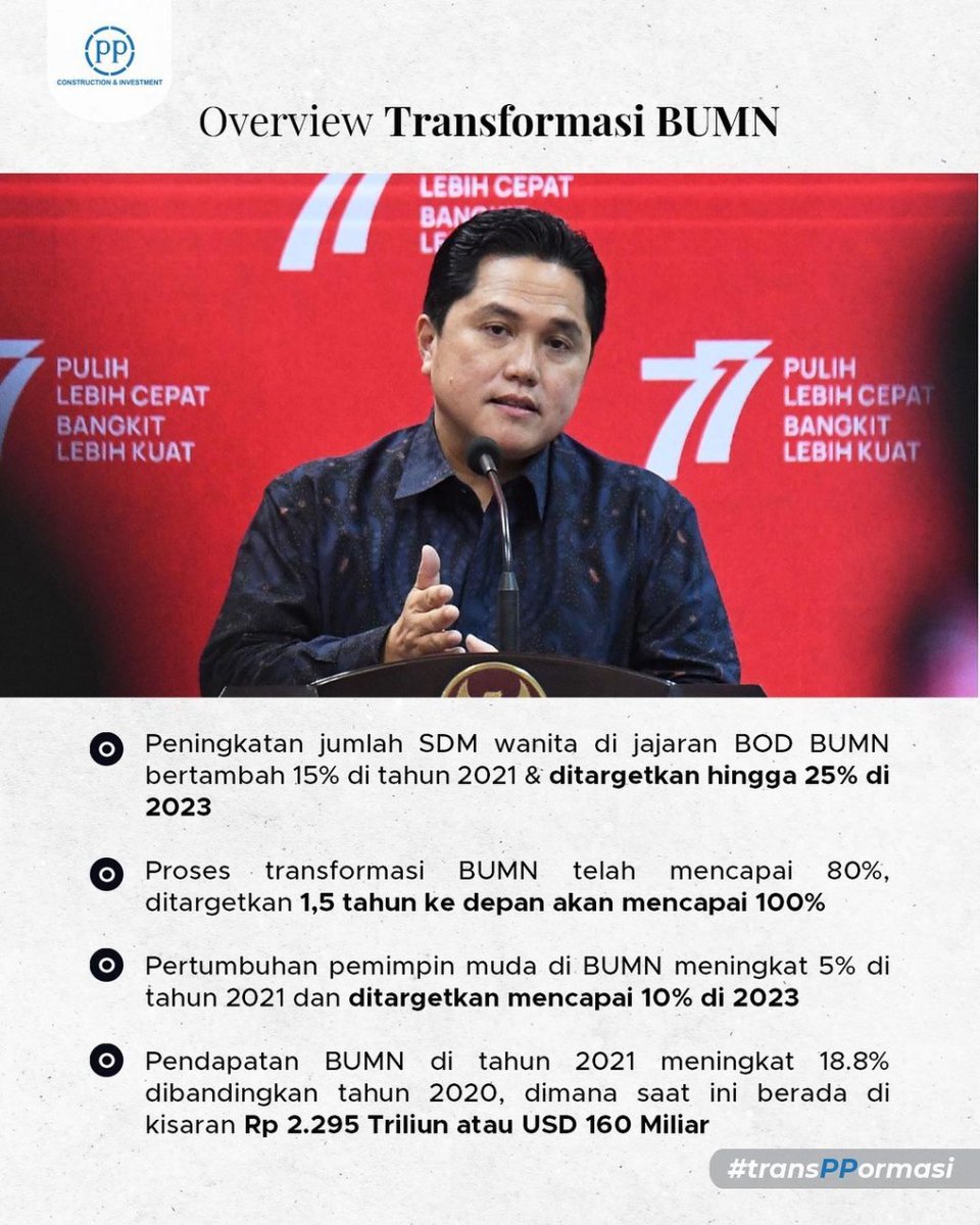 jtzenkbmnjago's tweet image. PT PP melakukan transformasi untuk terus menginspirasi dan beradaptasi menuju ke arah yang lebih baik. #RBBBatch2 #FHCI