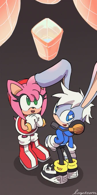 Fully Shaded Comm for  of his OC and Amy Rose, enjoying a lantern festival 