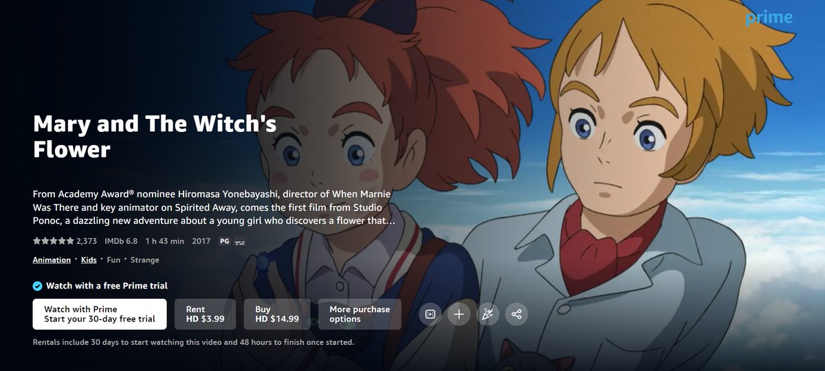 WTK on Twitter "Mary and The Witch's Flower (English dub) is streaming