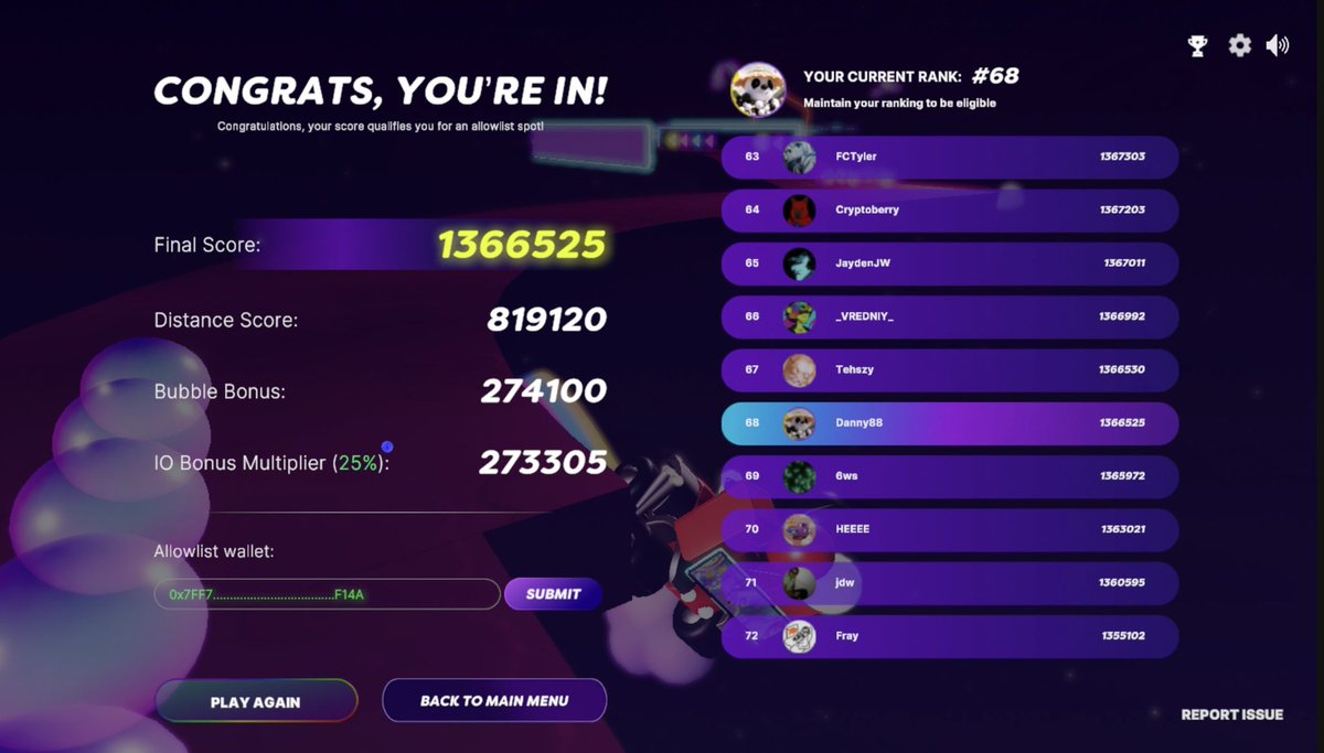 Danny (@dannysweb3) on Twitter photo Top 69 π in #BubbleRider by <a href="/Imaginary_Ones/">Imaginary Ones | Bubio.ai</a> . Can feel my spacebar breaking! Need a new <a href="/Razer/">R Ξ Z Ξ R</a> keyboard! <a href="/minliangtan/">Min-Liang Tan</a> send help! Top 69 π in #BubbleRider by <a href="/Imaginary_Ones/">Imaginary Ones | Bubio.ai</a> . Can feel my spacebar breaking! Need a new <a href="/Razer/">R Ξ Z Ξ R</a> keyboard! <a href="/minliangtan/">Min-Liang Tan</a> send help!