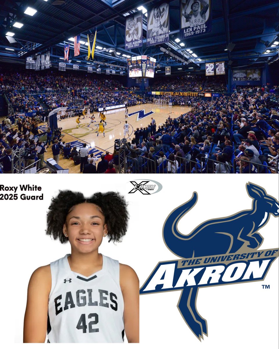 ExampleSports3's tweet photo. Congratulations to 2025 5’11 G Roxy White on receiving a scholarship offer from the University of Akron. #ExampleStrong #JustWork https://t.co/T2D2M2TXwg