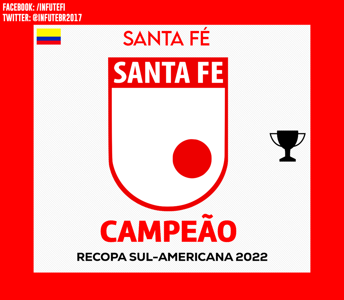 InfuteBR2017's tweet photo. SANTA FÉ!

Na Recopa, o campeão da Sula 2021, @mairasantafe, aproveitou a má fase do @racingclubdelen para ficar com o título.

#InfuteBrasil #RecopaSulAmericana #SantaFé https://t.co/cyLW5Qbqp1
