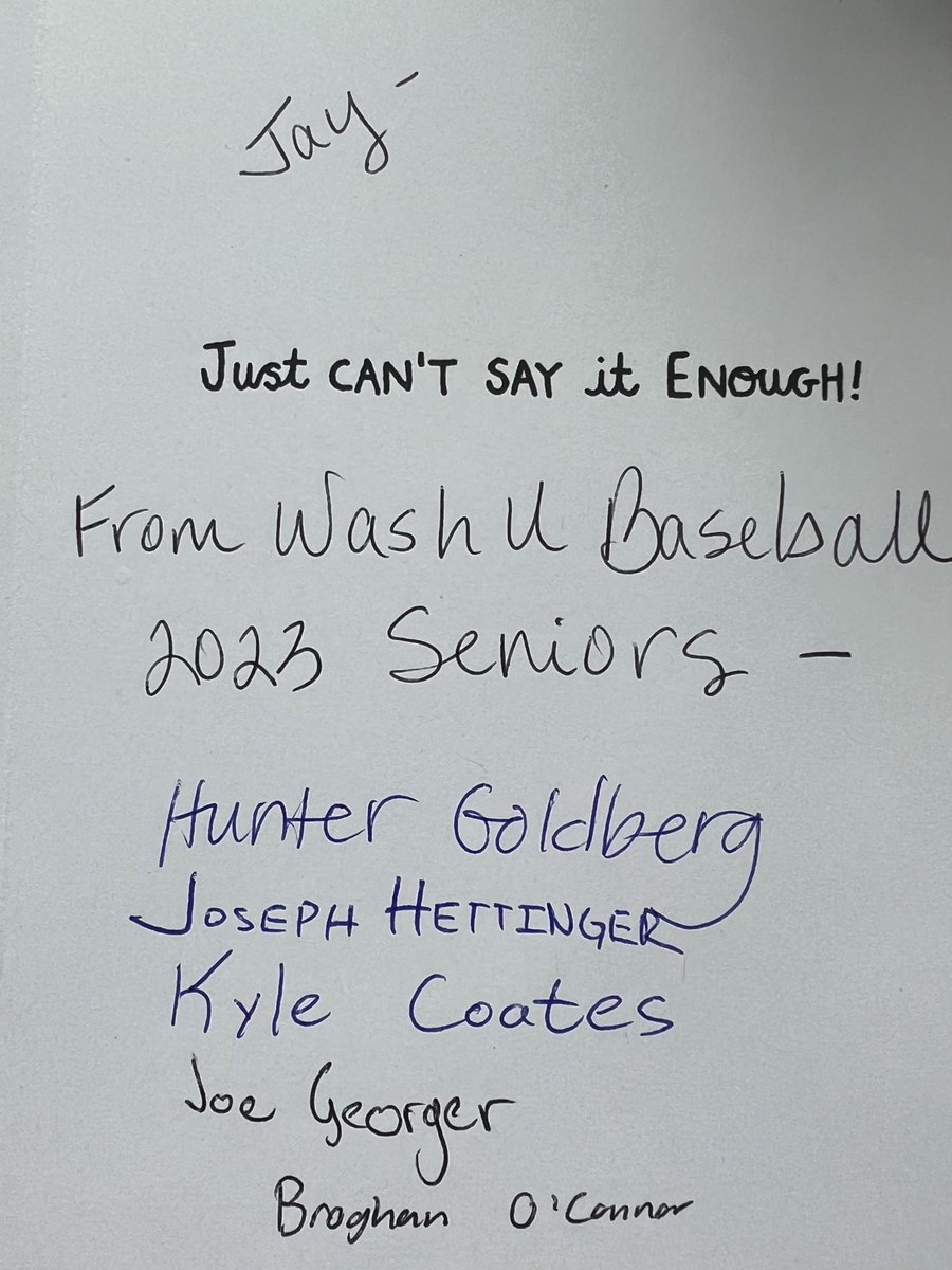 JayMurryPBP's tweet photo. Love my WashU family!  Kyle Coates, Joe Georger, Hunter Goldberg, Joseph Hettinger, and Broghan O’Connor paused their Senior Day to thank me and to make a donation to the International Rett Syndrome Foundation.

Grateful to be with WashU student athletes!  They always amaze me! https://t.co/54sMgFiJN4