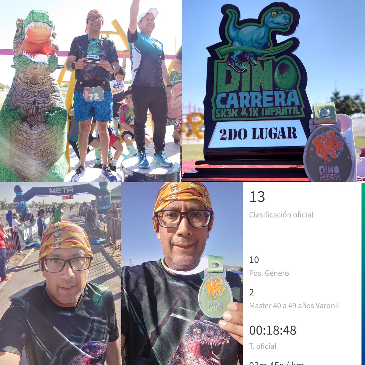 Con dedicación y esfuerzo se logran grandes cosas, hoy volamos en la #DinoCarrera #5K y aquí el resultado... 2do lugar en la categoría 🥈🏃

Primer podio con un sabor muy especial... 🤘

#LosCobardesTeam #Yoelegícorrer #FelizDomingo #ILoveRun #RunningSunday