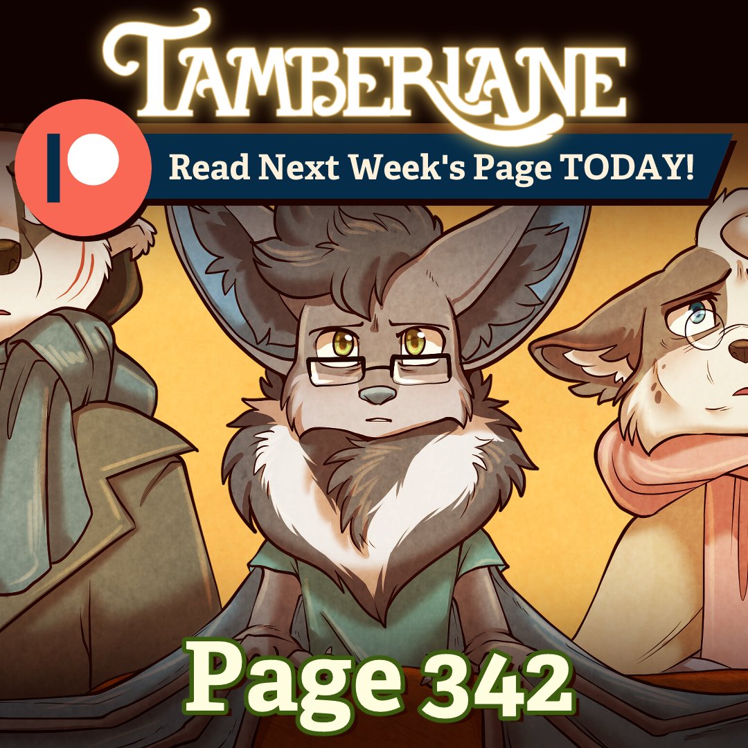tamberlanecomic's tweet photo. Here's your final reminder for the week, patrons. Hop on over to Patreon and catch up to page 342 of Tamberlane soon...the next page goes up on Wednesday. https://t.co/OATzdvi5UD #webcomic #animals #cute #indiecomic #indiecreator #art #illustration #adorable #furry #fantasy #Tamb https://t.co/JCSxeOCxQi