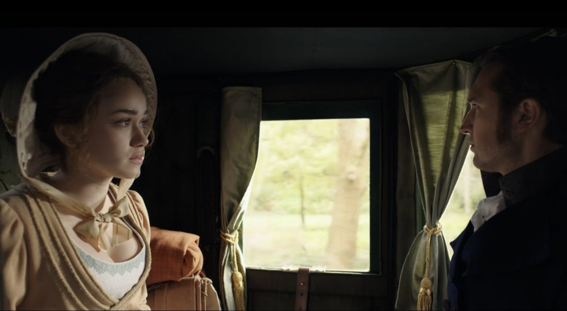 navybluelake20's tweet photo. What they are really saying: 
X: “Tell me this. What should I have done differently (Charlotte, when I let you go?)”
C:”You could have listened (to me) …and not made the choice for (me)” #Sanditon #SanditonS3 #SanditonPBS https://t.co/IXhIyrMduM