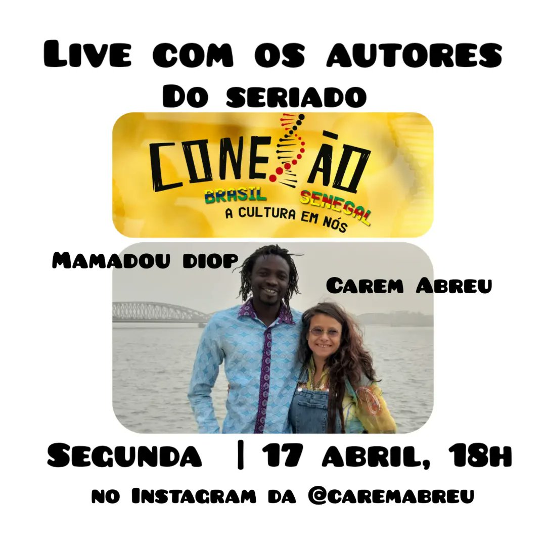 Curiosidades, bafões, causos e bastidores do seriado "CONEXÃO BRASIL SENEGAL: a Cultura em Nós"

O quê? Os autores do seriado Carem Abreu <a href="/caremabreu/">Carem</a> e Mamadou Diop <a href="/moidlm81/">Mamadou Diop DLM</a> vão contar tudo sobre p que aconteceu nesses 71mil km rodados entre o Brasil e o Senegal