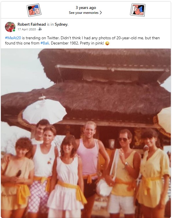 tallandtrue's tweet photo. Me at 61 doesn't recognise #MeAt20 in this timeline memory photo from Bali in 1982! 😮 https://t.co/TZXLUB0kLv