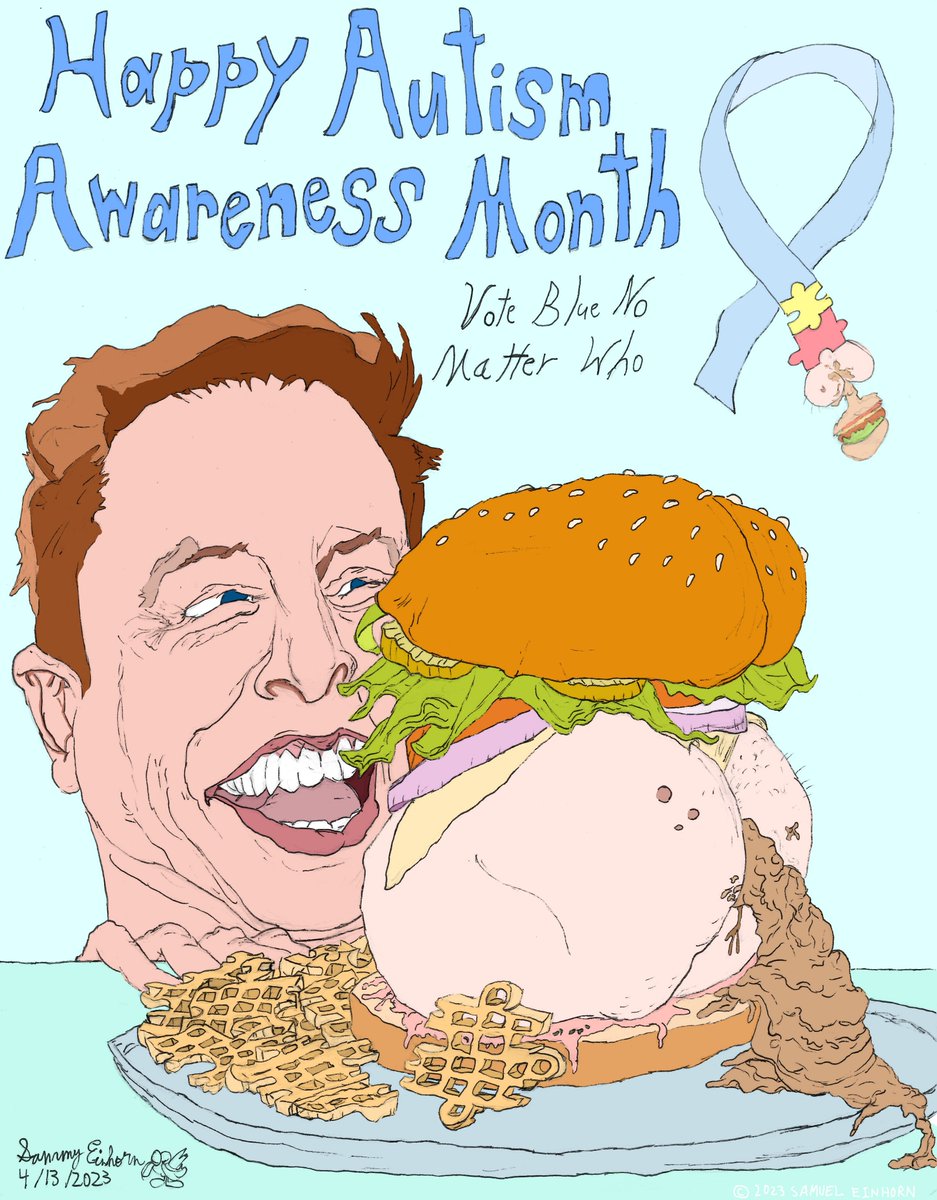 Fireouch's tweet photo. "Happy Autism Awareness Month 2023"

#AutismAwarenessMonth #AutismAcceptance #autism #Aspergers #AspergersSyndrome #burger #assburger #wafflefries #acceptance #April2023 https://t.co/806AUYWrYP