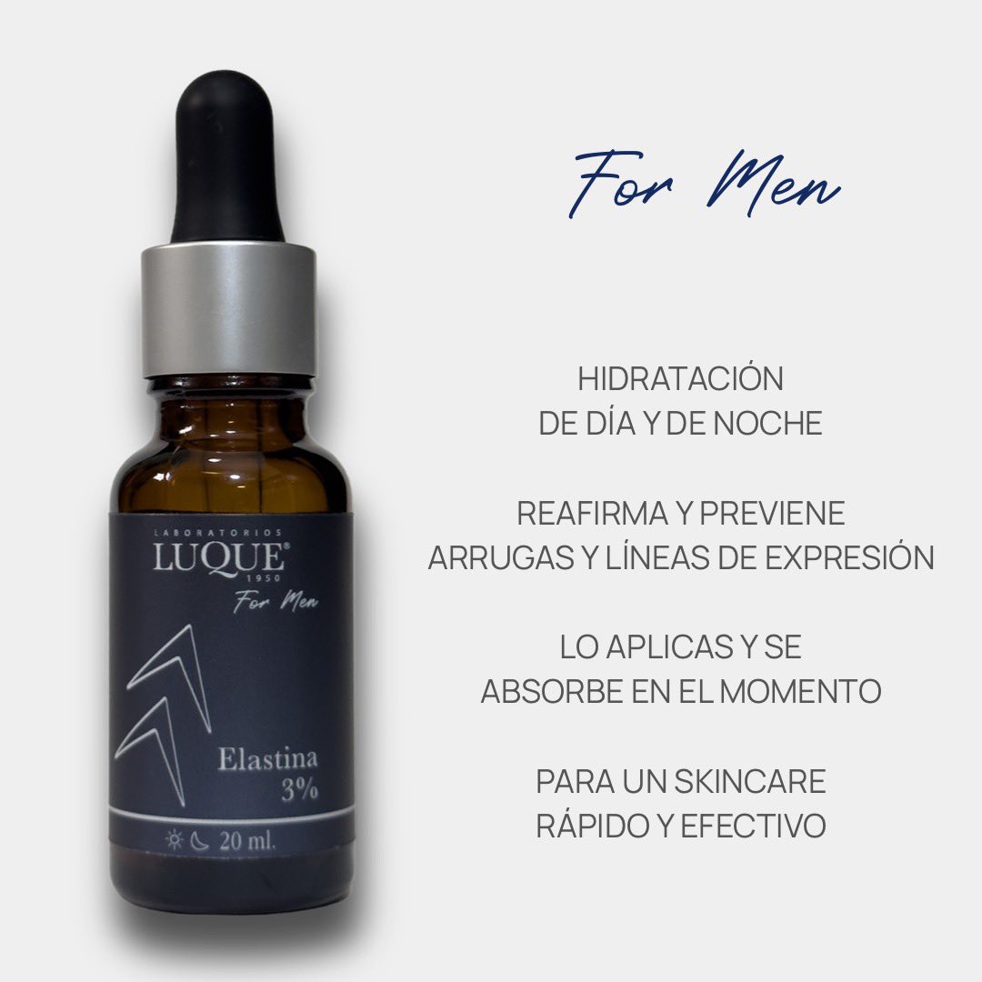 labluquekits's tweet photo. #Elastina, también para ellos 
• For Men • 

Precio:
$14.40 los 20ml https://t.co/v1pndQt42K