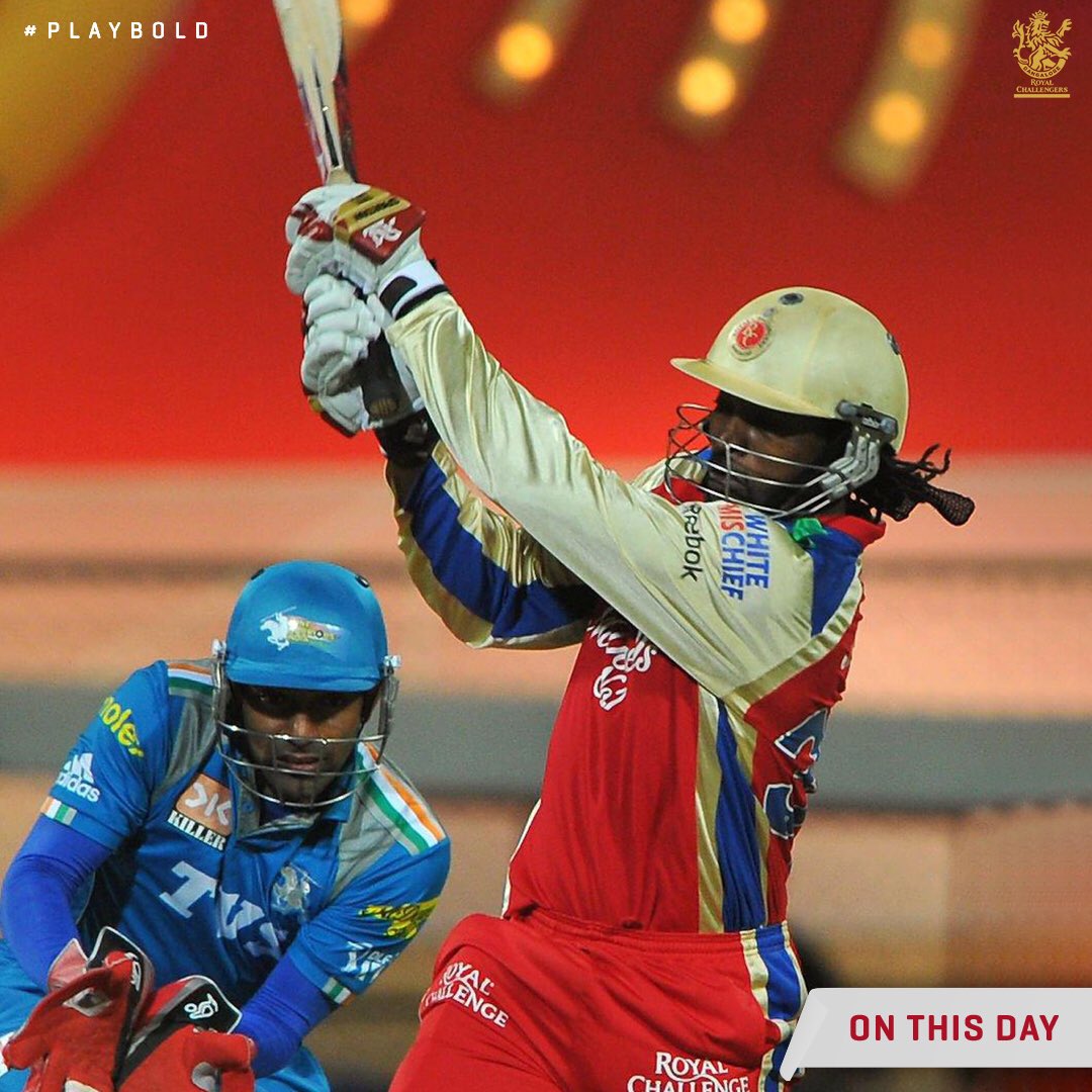RCBTweets's tweet image. 5️⃣ consecutive sixes in an over
6️⃣ smashed off the last ball
2️⃣4️⃣ off the last over

#OnThisDay in 2012, we beat Pune in a thrilling last-ball finish thanks to a superb hitting display by Gayle, AB &amp;amp; Tiwary! 💪

Hoping to see our boys channel the same energy today! 😎

#PlayBold