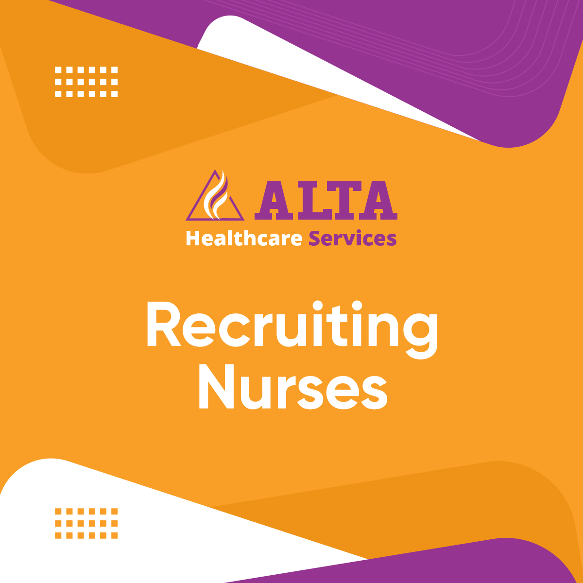 Nurses are vital workers in the healthcare workforce. A shortage of nurses in a facility affects the outcomes of patients’ health prognosis. We at ALTA Healthcare Services offer temporary and permanent placement for skilled nurses. 

#HealthcareStaff #HomeHealthCare